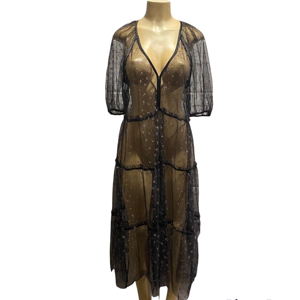 ModCloth Floral Sheer Long  Dress